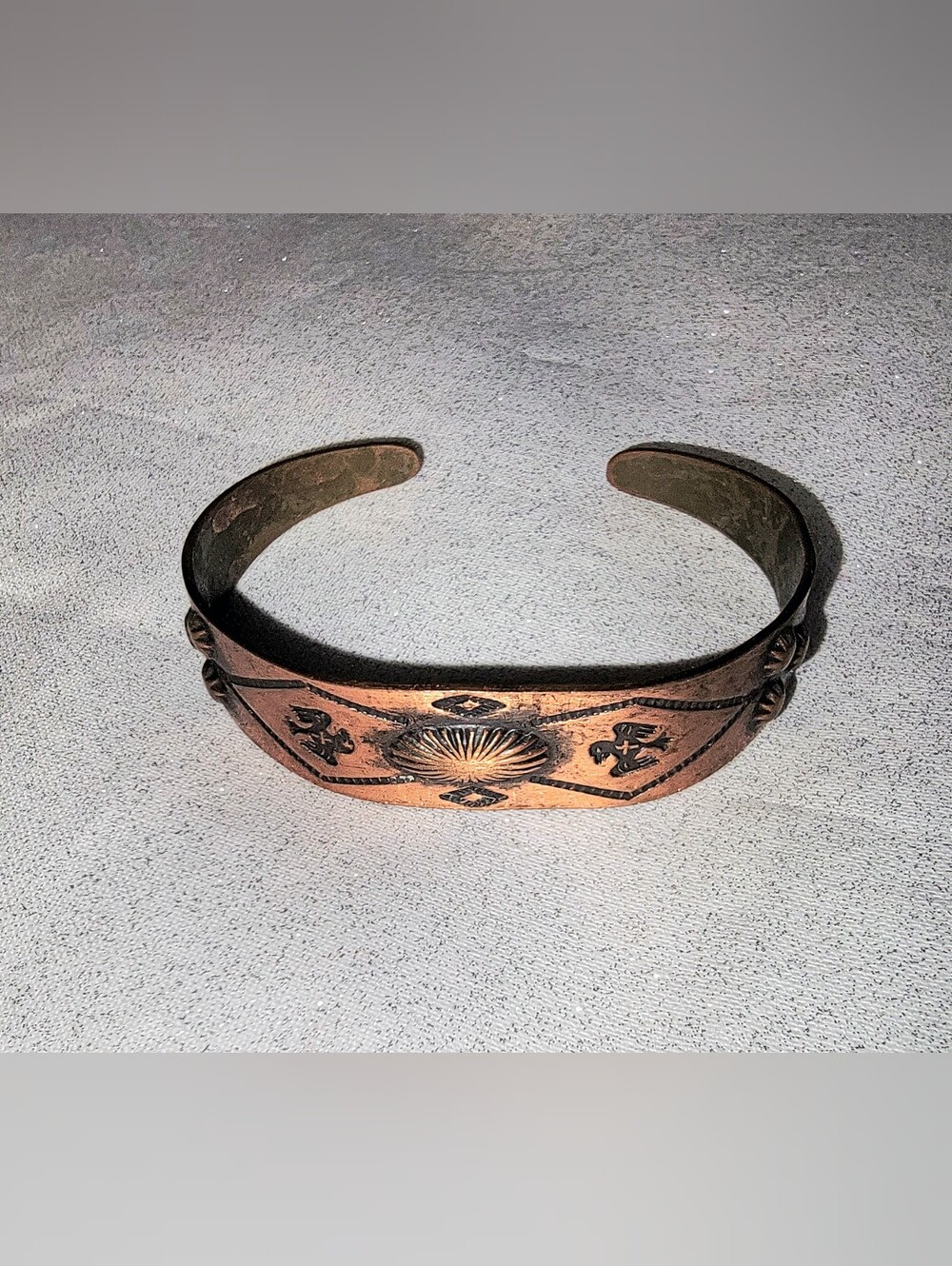 Vintage Southwestern Bell Trading Post Copper Bracelet